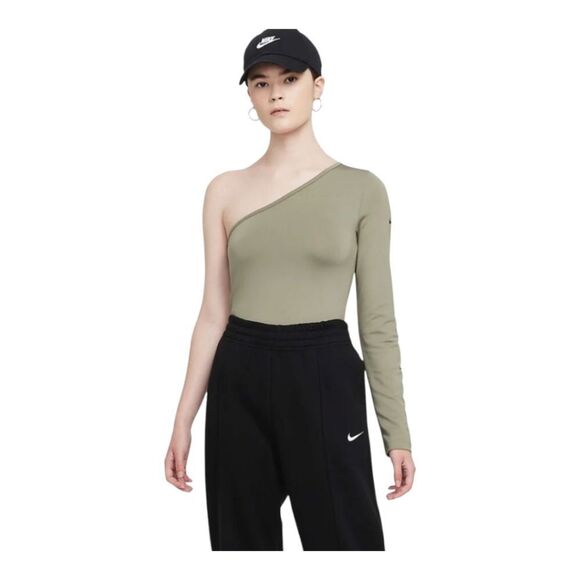 Nike Sportswear Womens Small Army Asymmetrical CZ8188-320 Long-Sleeve Top $55 - Picture 1 of 6